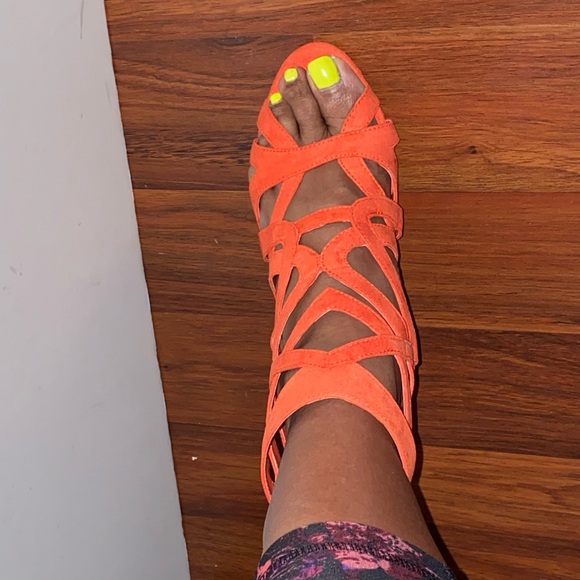 Aldo Orange Faux Suede Caged Sandal - Picture 2 of 7